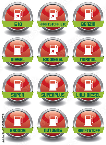 Button - Kraftstoff - set rot