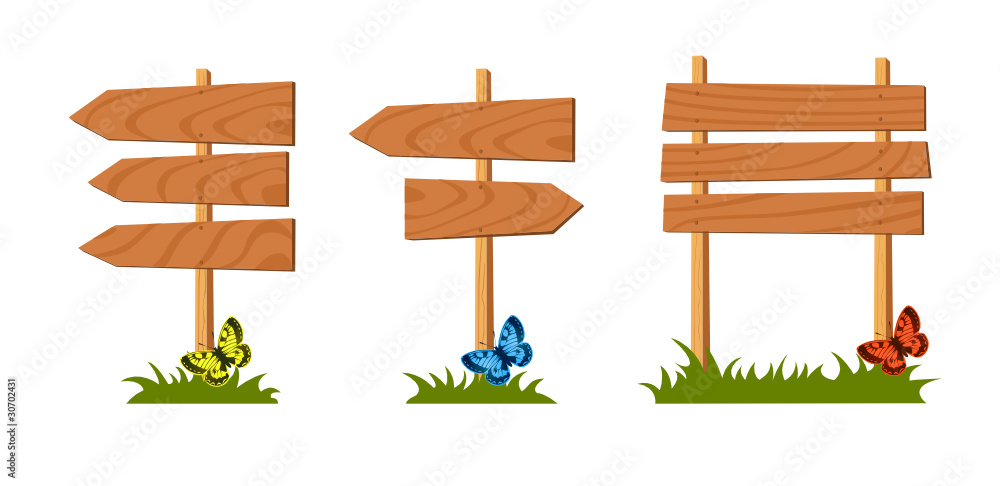 Set of wooden sign vector Set of wooden sign vector