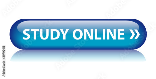 STUDY ONLINE Web Button (e-learning university college blue)