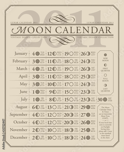 2011 lunar calendar, GMT (vector)