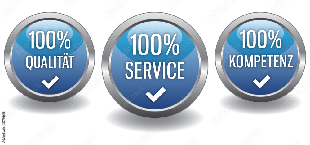 Button - Qualität Service Kompetenz - set blau Button - Qualität Service Kompetenz - set blau