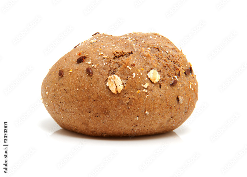 fresh baked bun in closeup over white background fresh baked bun in closeup over white background