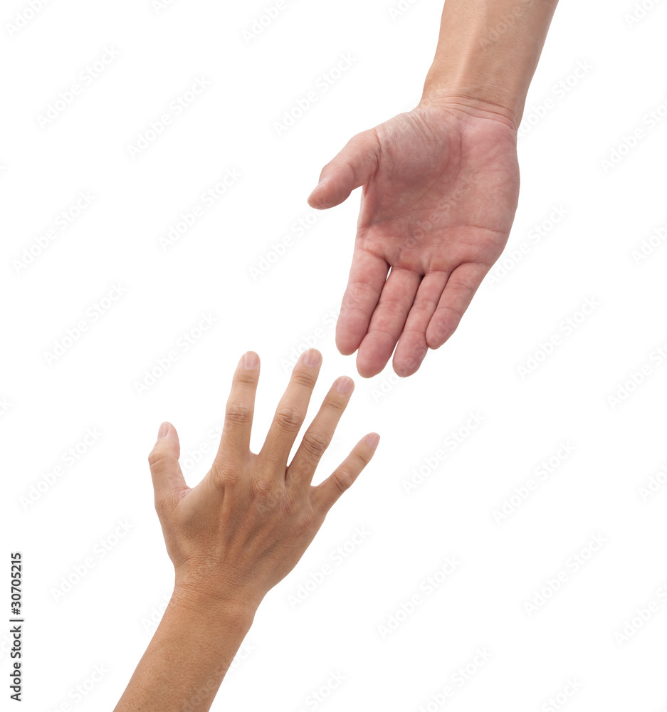 helping hands isolated on the white background.