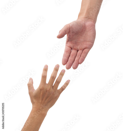 helping hands isolated on the white background.