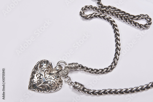 Silver heart closed - jewelery on white background