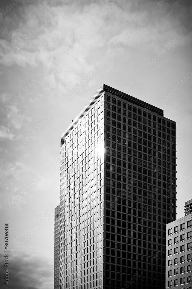 Black and white skyscraper