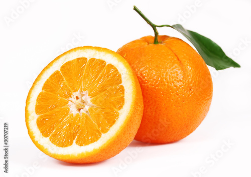 One oranges and half juicy half oranges