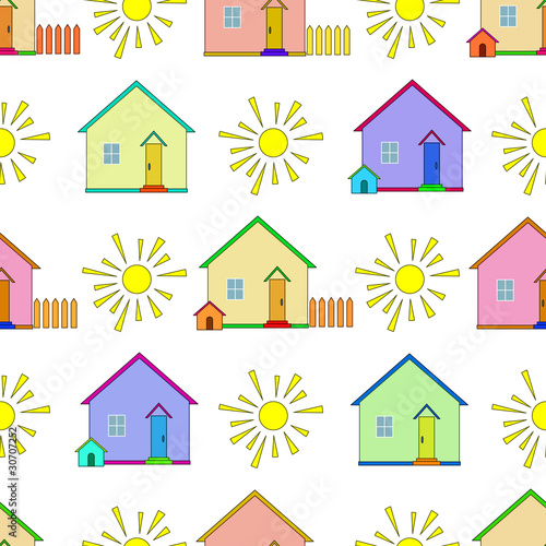 Background, houses and sun
