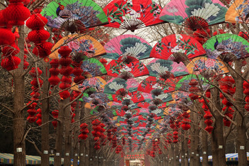 Paper Fans Chinese Lunar New Year Decorations Beijing