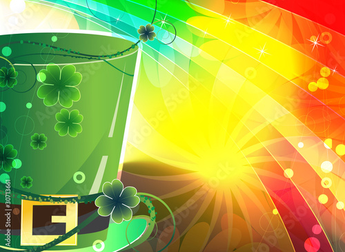 Rainbow background and  magic hat