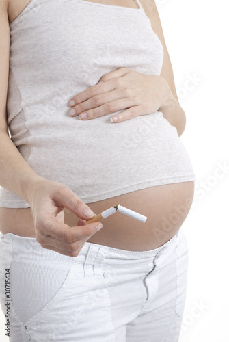 Pregnant woman giving up smoking photo