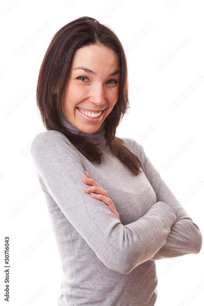 portrait of a beautiful young woman. Happy and smiling portrait of a beautiful young woman. Happy and smiling