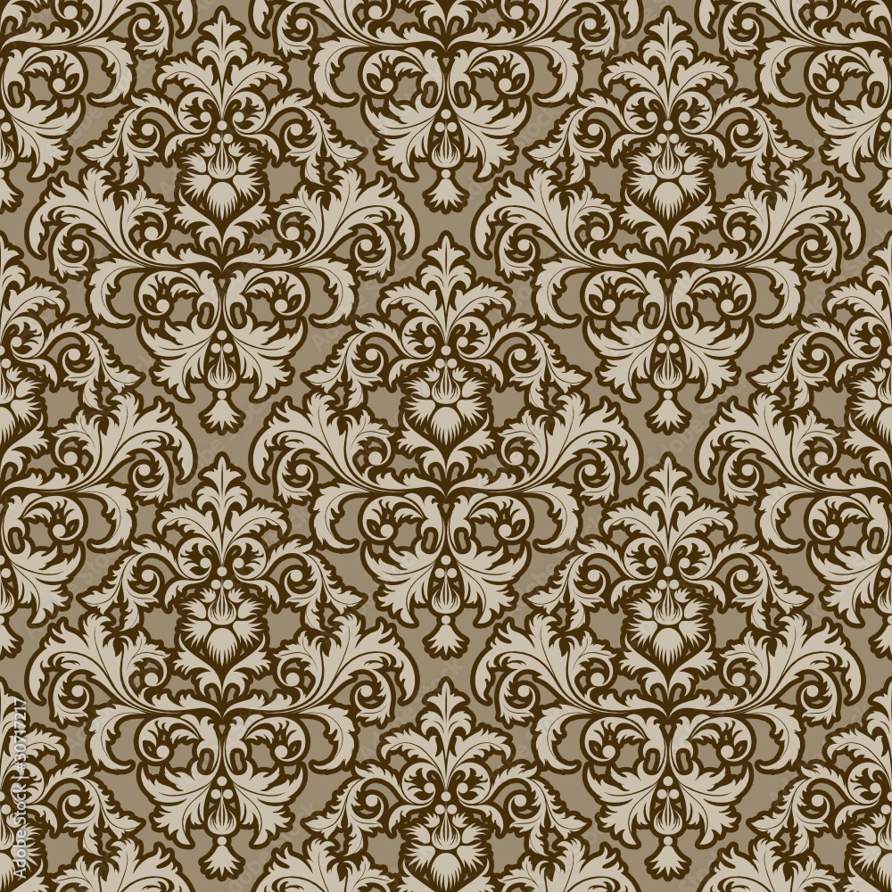 Seamless from leaves and flowers on brown background Seamless from leaves and flowers on brown background