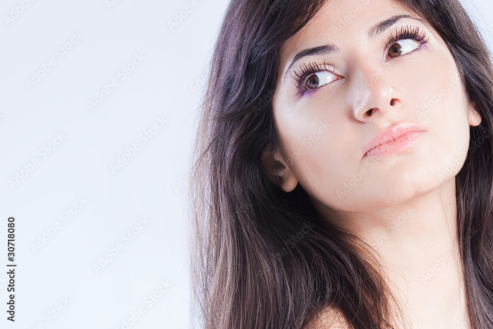 Pretty woman with long brown hair Pretty woman with long brown hair