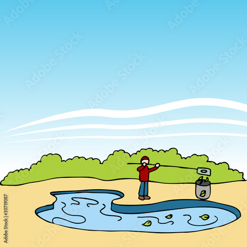 Pool Guy Removing Leaves