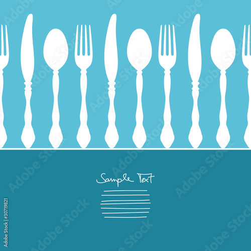 Cutlery In A Row Blue