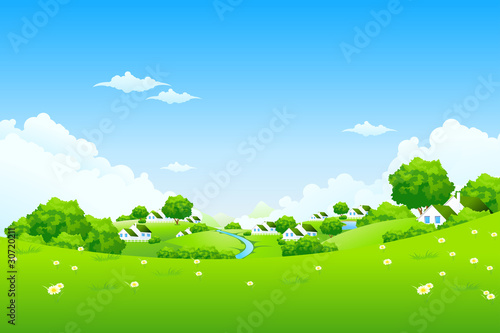 Green Landscape with houses