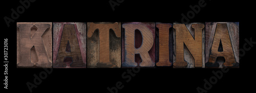 Tablou pe pânză the word Katrina in old letterpress wood type