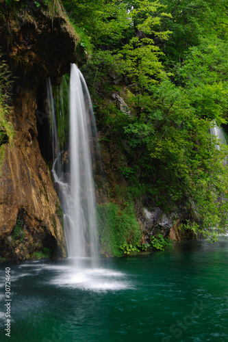 Waterfall in national park. Plitvice  Croatia.