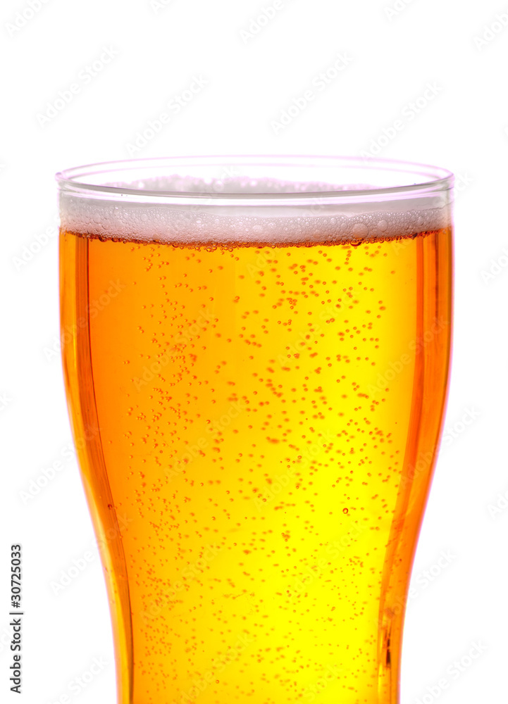 Glass of beer close up macro
