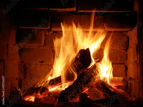 Fire in fireplace