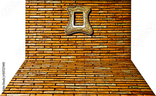 The Perspective view of wall with vintage frame