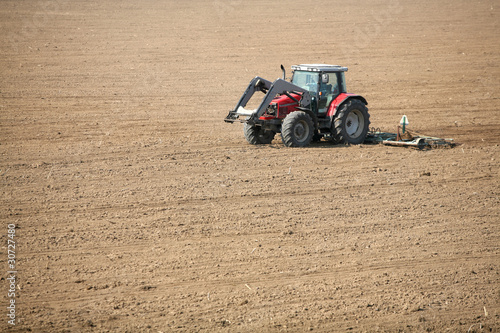 Tractor sown in the field