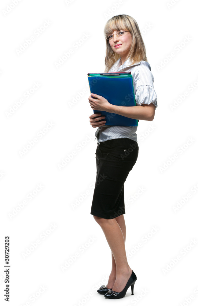 The business woman with folders for official papers The business woman with folders for official papers