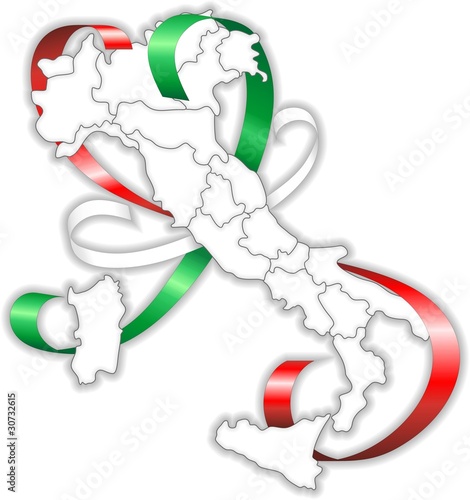 Italia Tricolore-150° con Nastro-Italy With Flag Ribbon-Vector photo