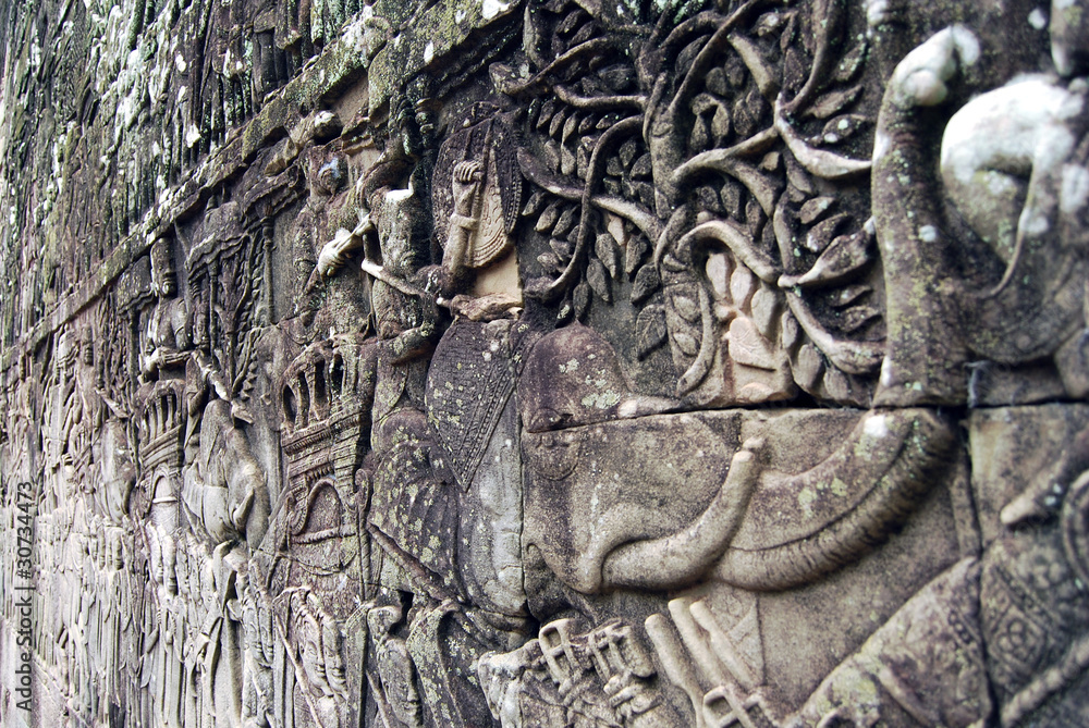 Angkor Wat decoration detail - Cambodia