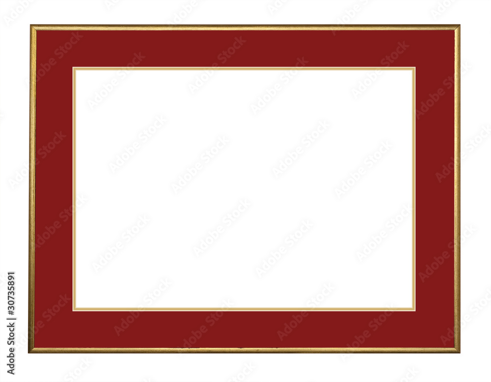 Picture frame in gold leaf with beveled center, isolated Picture frame in gold leaf with beveled center, isolated
