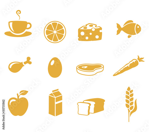 Various healthy food and drink icons