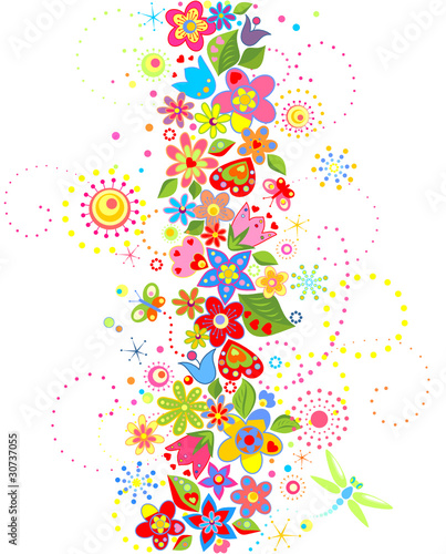 Plakat kreskówka wzór natura kwiat