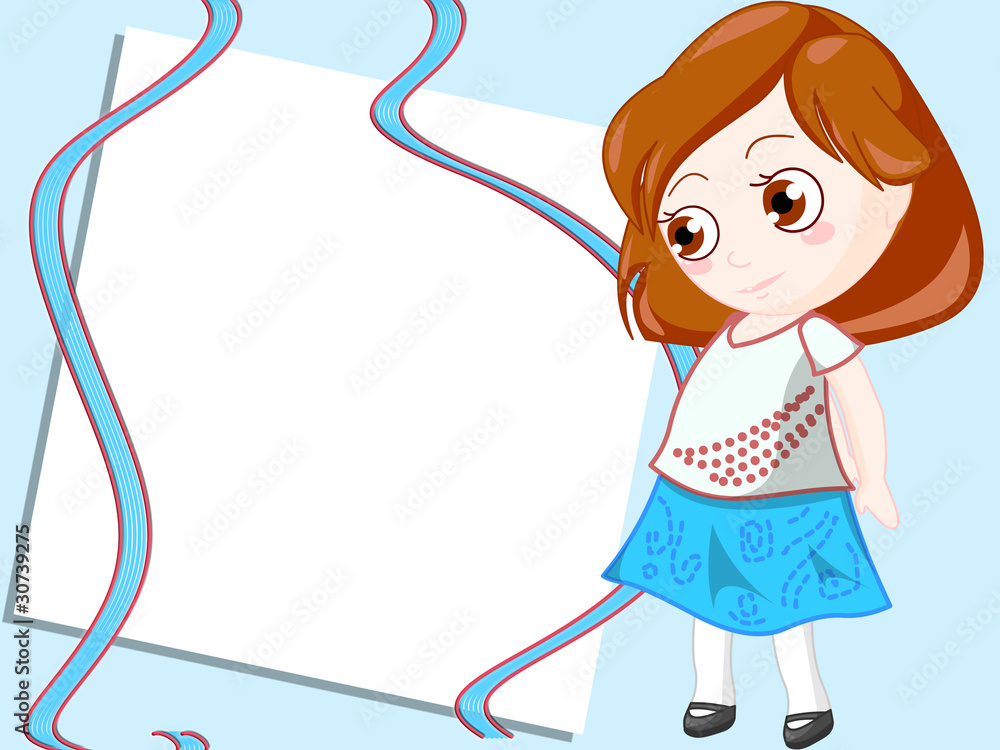 frame illustrated with happy little girl frame illustrated with happy little girl