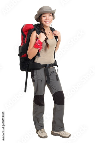 Hiker woman isolated