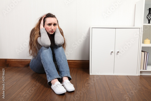 Teenage girl frightened and alone very worried
