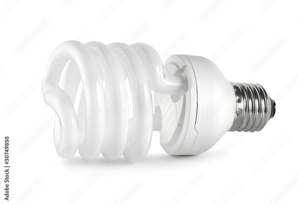 Energy saving fluorescent lightbulb. Path