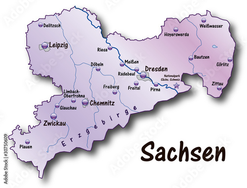 Saarland  Übersichtskarte flieder
