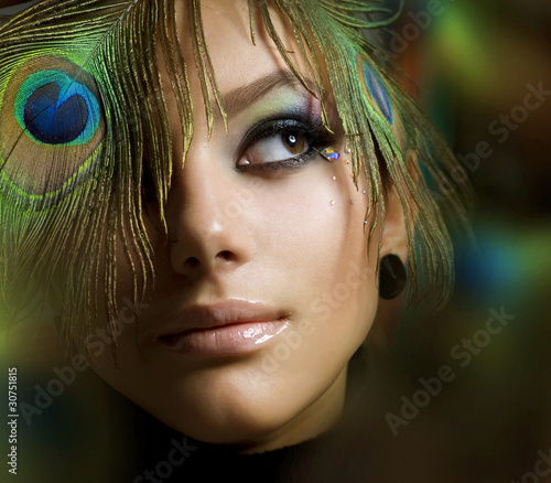 Beautiful Fashion Woman Face. Perfect Makeup