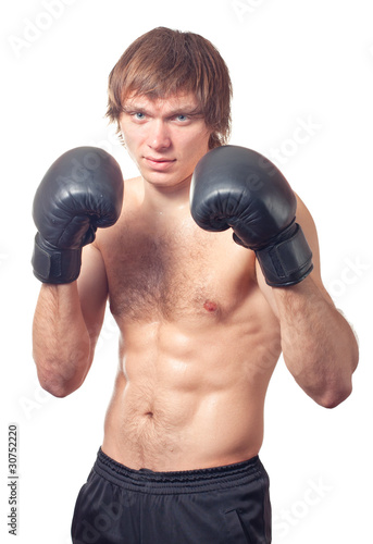 Young caucasian man boxer. © vladstar
