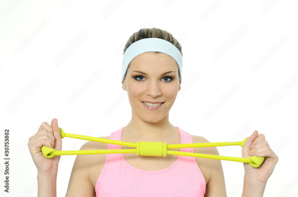 athletic woman doing gymnastic exercises with an elastic fitness athletic woman doing gymnastic exercises with an elastic fitness