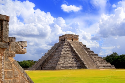 Chichen Itza snake and Kukulkan Mayan pyramid photo