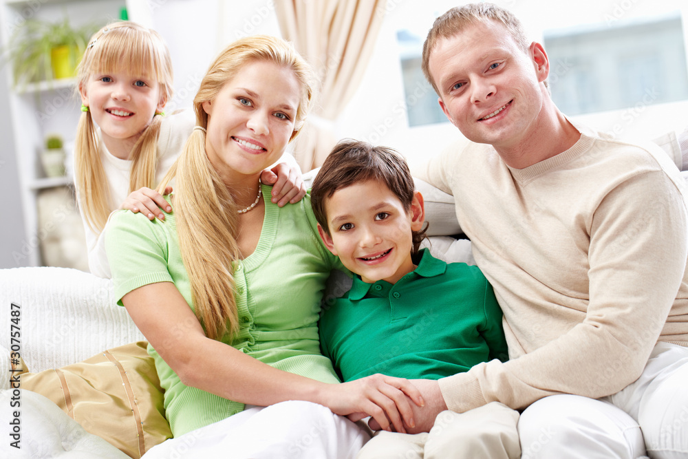 Family on sofa