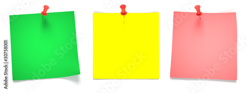 Green, yellow, pink papers