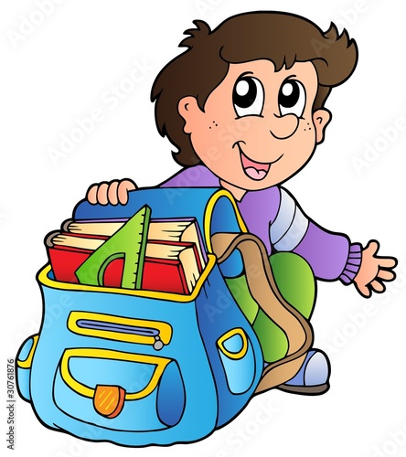 Cartoon boy with school bag
