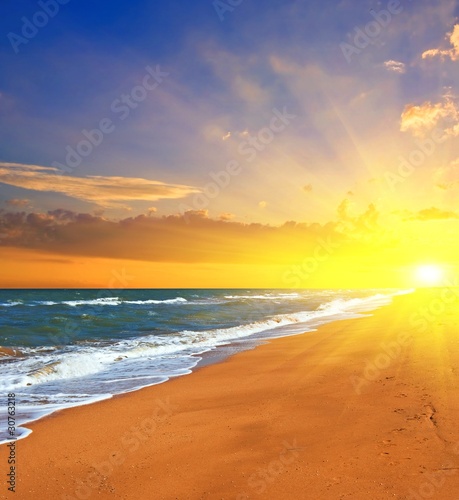Wallpaper Mural sea beach landscape by a sunset Torontodigital.ca