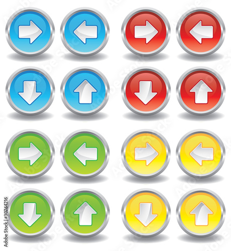 Button Set - Pfeile - blau, rot, grün, gelb