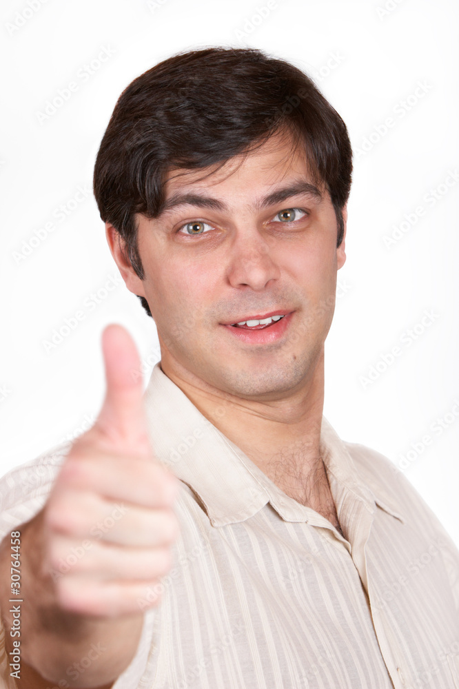 A young man shows a gesture of A young man shows a gesture of