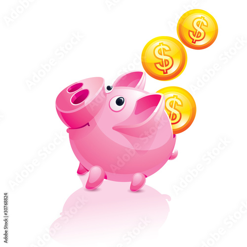 Piggy Bank and falling Money