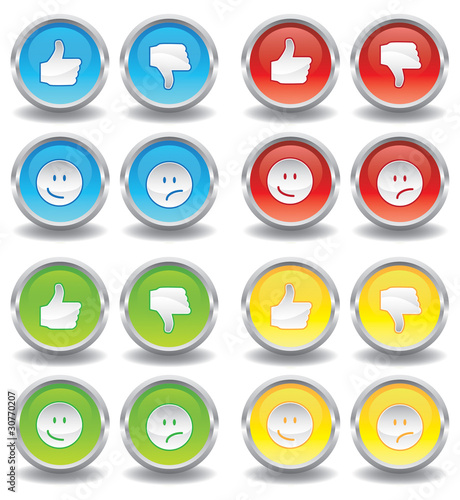 Button Set - Daumen hoch, runter, Smilie, Smiley - bunt
